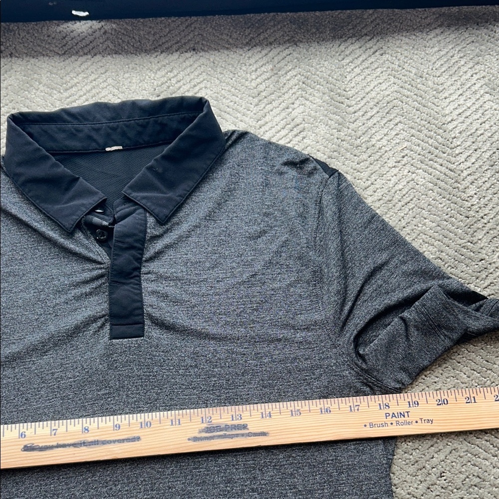 Lululemon Mens Performance Polo Shirt Gray Black Lightweight - Picture 8 of 9